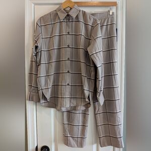 Aritzia Babaton Plaid Set District Flannel Shirt & Mina Wide Leg Pant Size Small